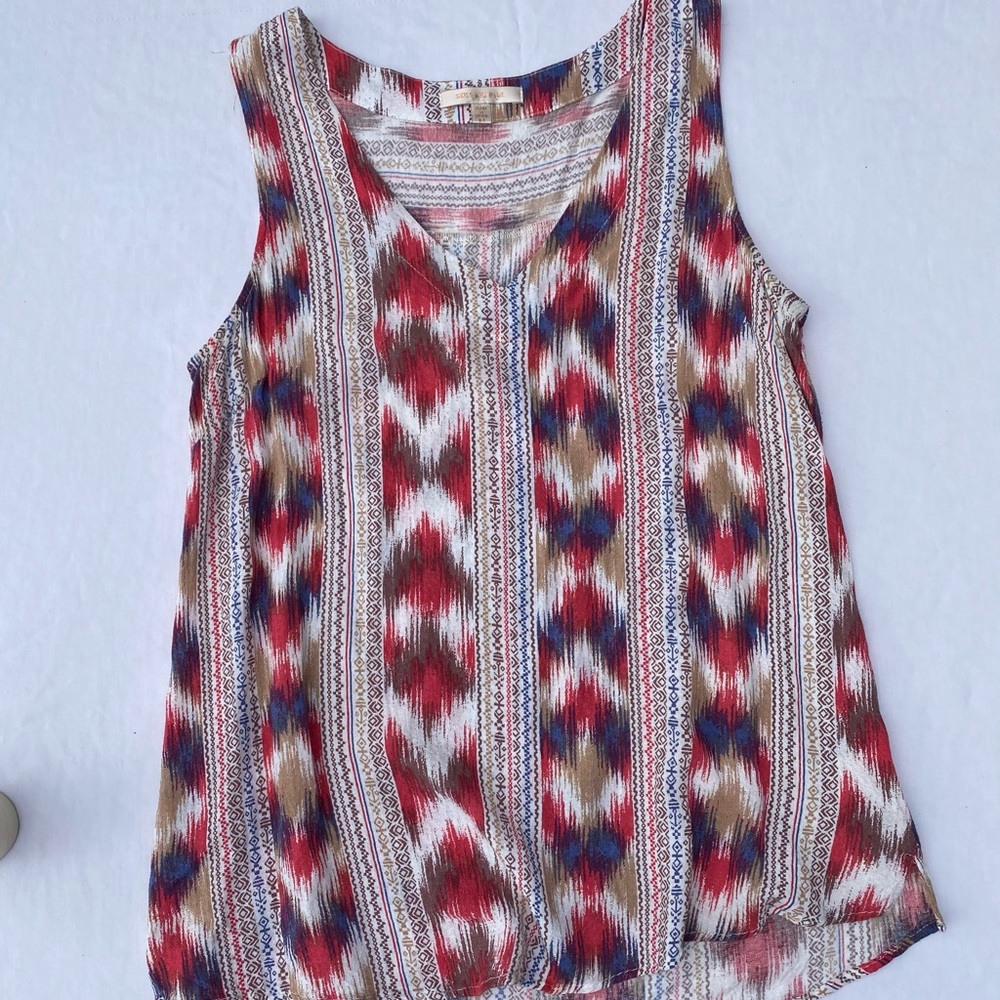 Skies are blue multicolored tank top